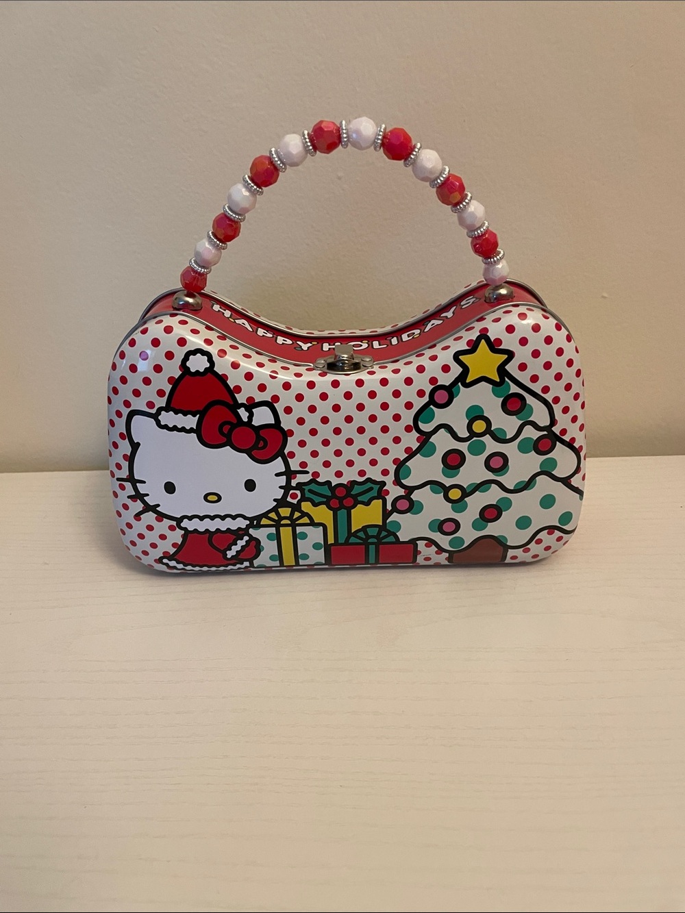 Hello Kitty Holiday tin purse - Red, White, Green